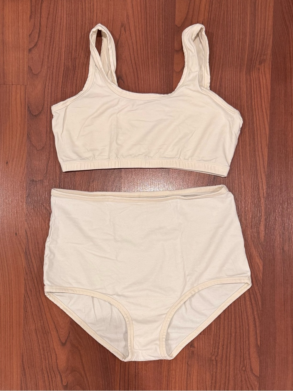 ARQ Cotton Bralette and High-Waist Brief Set — Cream size XL